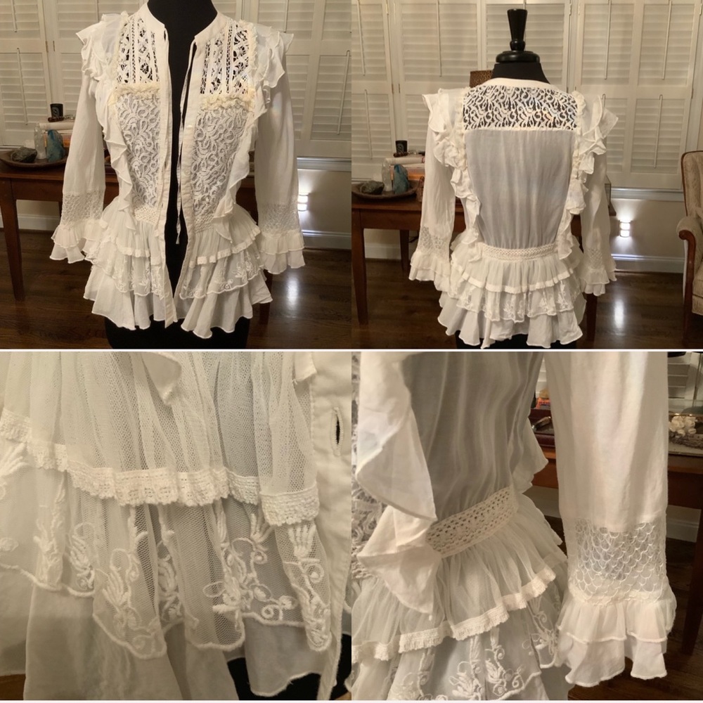 French Connection Loviest Light White Top Small - Picture 2 of 16